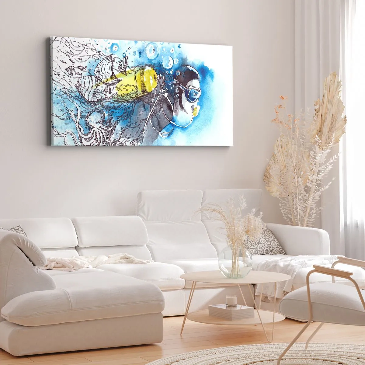 Impression sur toile - Image sur toile - Le grand bleu - 100x40 cm