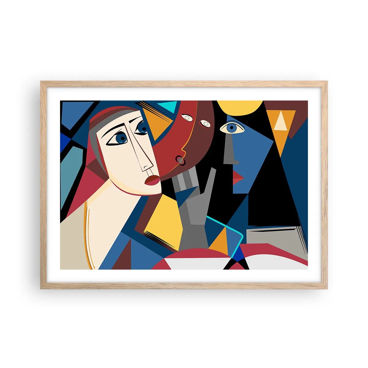 Affiche dans un chêne clair - Poster - Une conversation entre cubistes - 70x50 cm