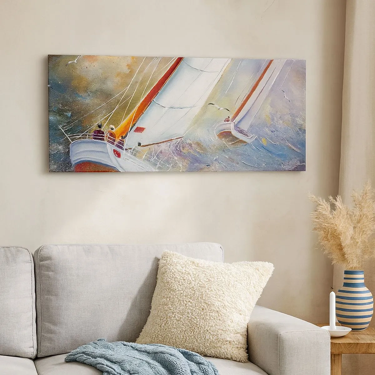 Impression sur toile - Image sur toile - Concourir sur les vagues - 100x40 cm