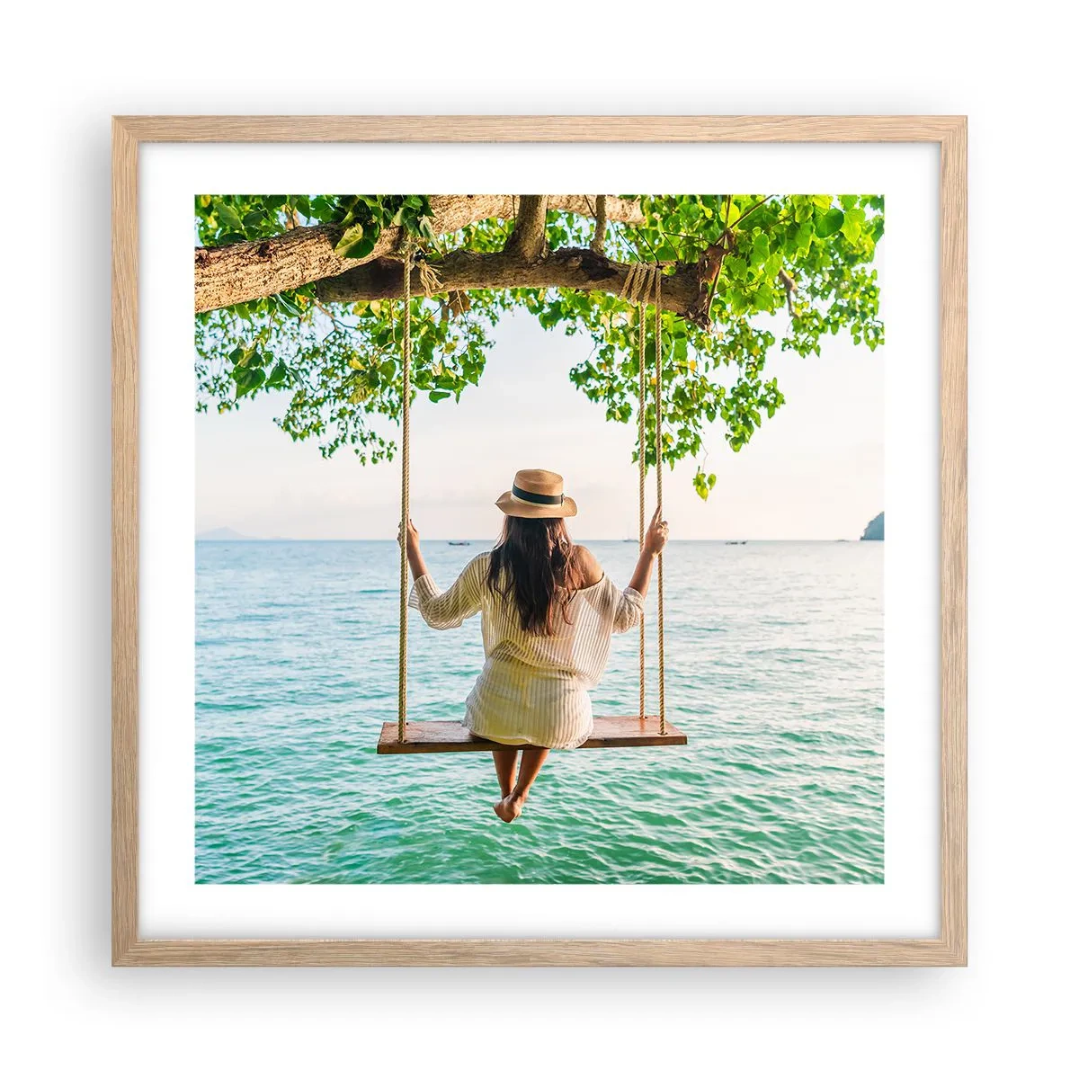 Affiche dans un chêne clair - Poster - La vie est belle - 50x50 cm