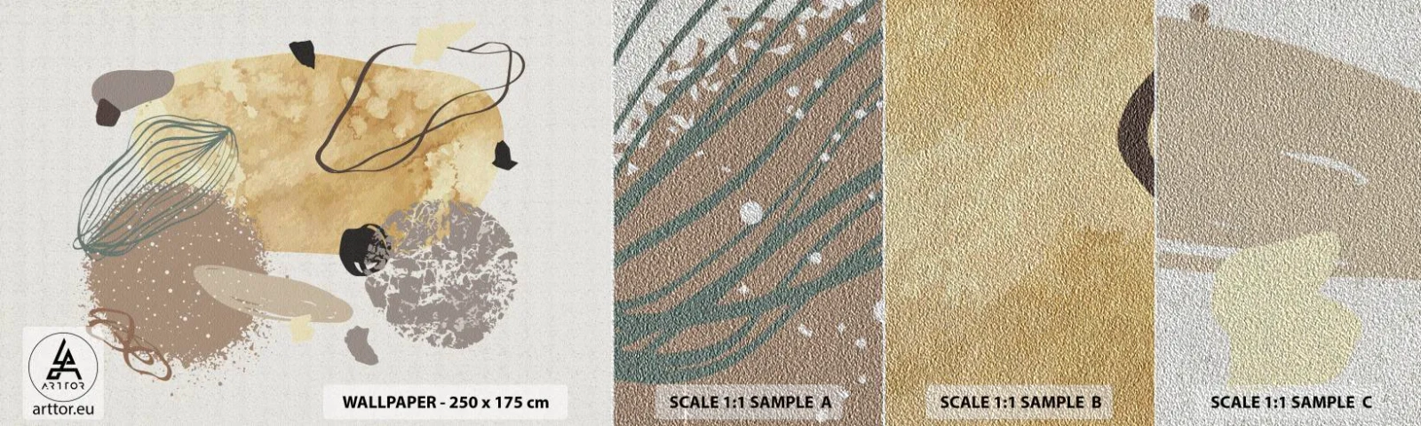 Échantillon de Papier Peint Premium Sand - Plumcologie appliquée - Abstraction, Morceau, Minimalisme - 100x30 cm