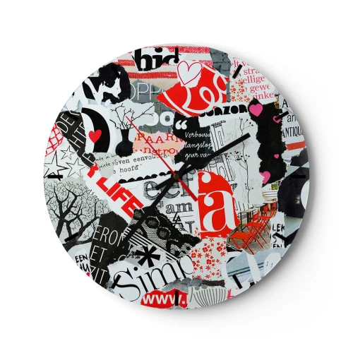 Horloge murale - Pendule murale - Collage hipster - 40x40 cm