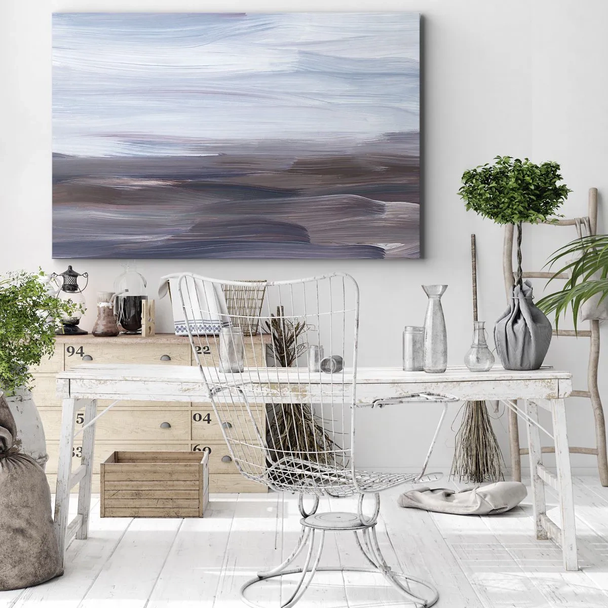 Impression sur toile - Image sur toile - Une abstraction subtile aux traits délicats dans des tons pastel. - 100x70cm - Éléments : eau - Décoration murale moderne pour le salon et la chambre ARTTOR