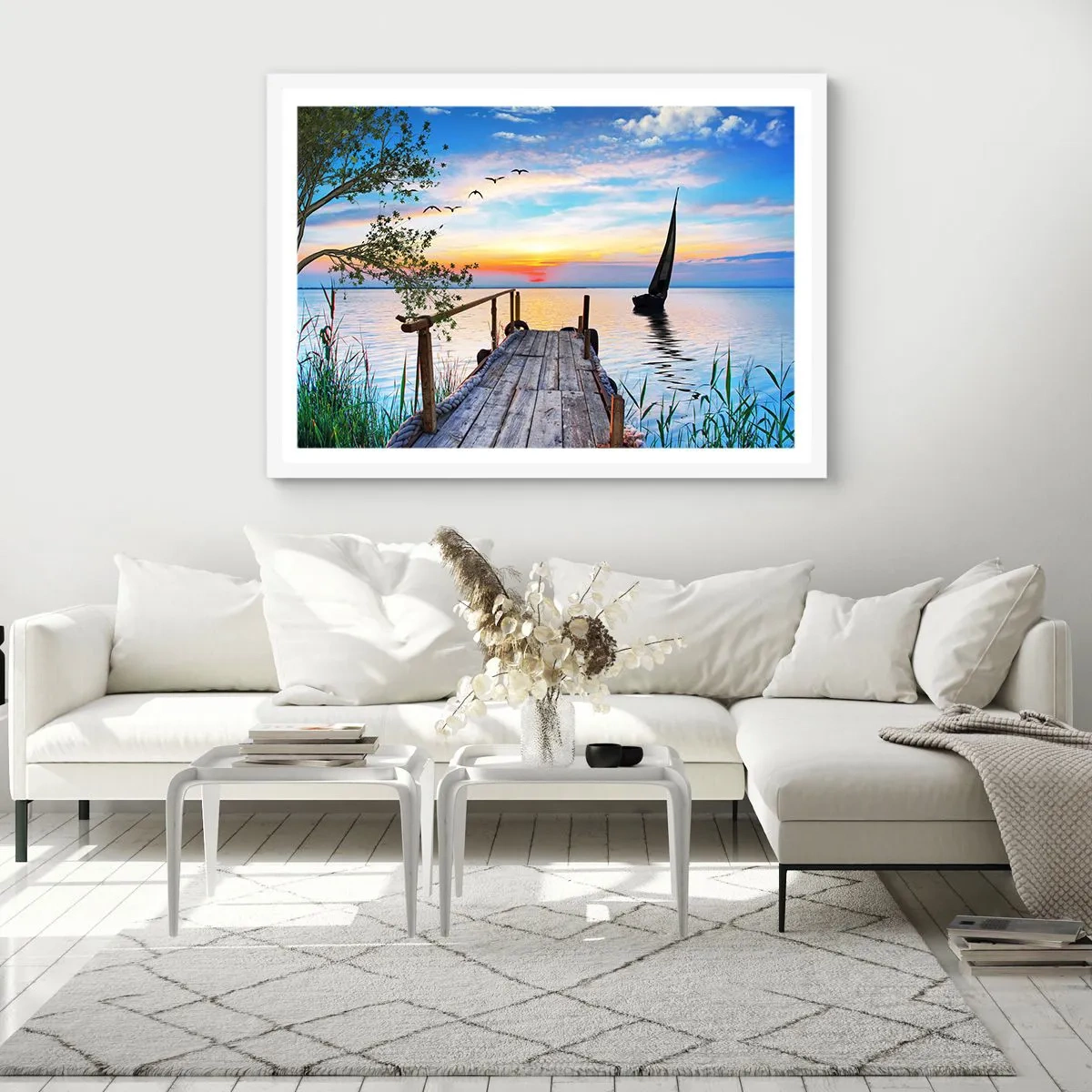 Affiche dans un cadre blanc - Poster - Bonsoir! - 70x50 cm