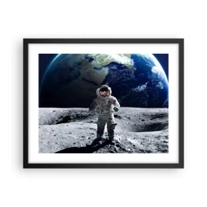 Affiche dans un cadre noir - Poster - Salutations de la lune - 50x40 cm