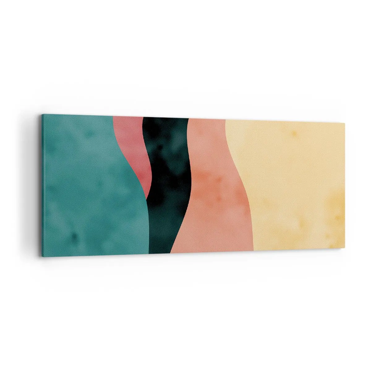 Impression sur toile - Image sur toile - Vagues abstraites aux couleurs pastel - 120x50cm - Conformité non-conforme - Décoration murale moderne pour le salon et la chambre ARTTOR