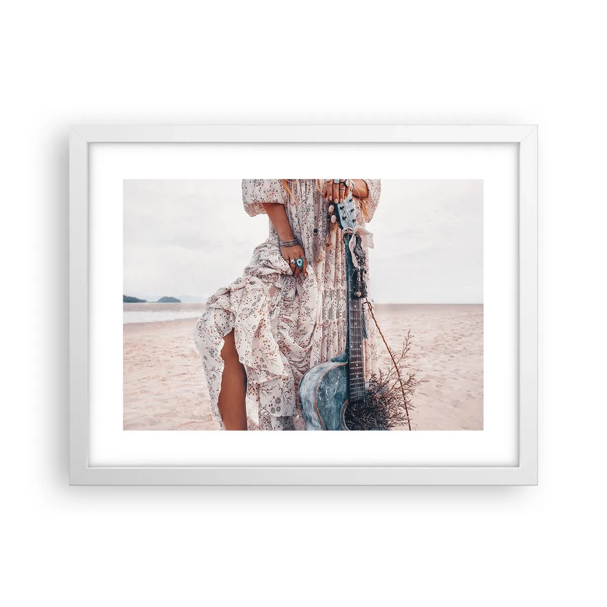 Affiche dans un cadre blanc - Poster - Enfant de fleur en route - 40x30 cm