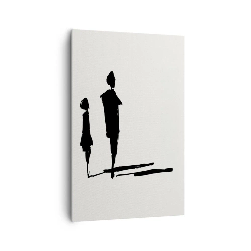 Impression sur toile - Image sur toile - Silhouettes de deux personnes en noir sur fond clair - 80x120cm - Êtes-vous sûr qu'ils sont ensemble ? - Décoration murale moderne pour le salon et la chambre ARTTOR