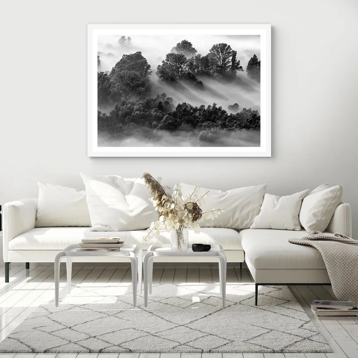 Affiche dans un cadre blanc - Poster - Sortir de son sommeil - 100x70 cm