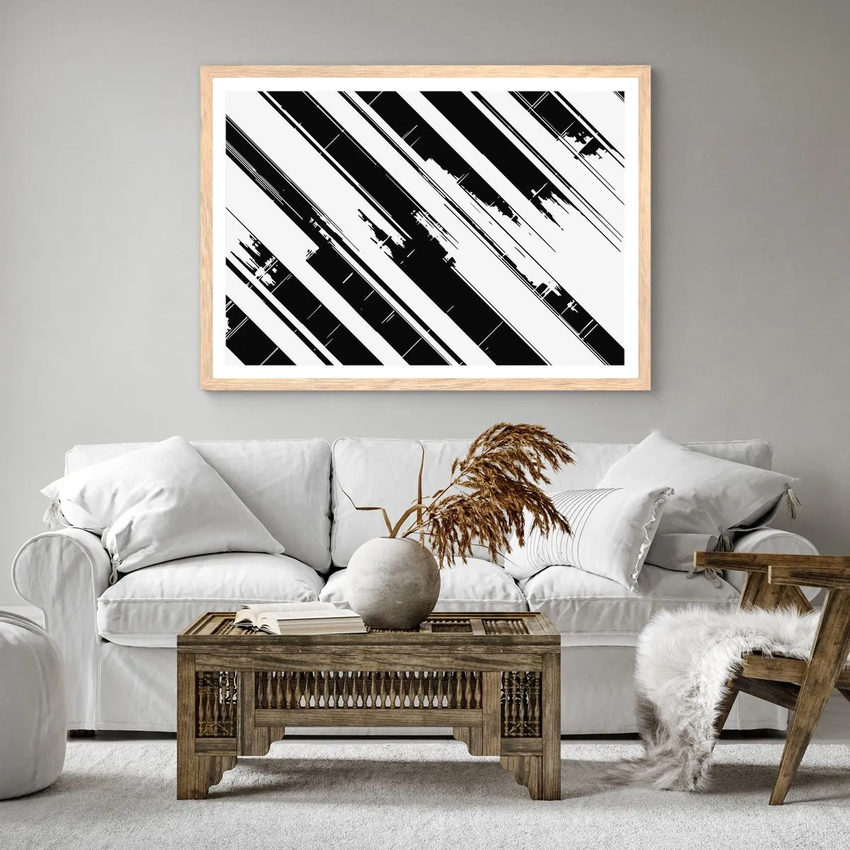 Affiche dans un chêne clair - Poster - Une composition intense et dynamique - 50x40 cm