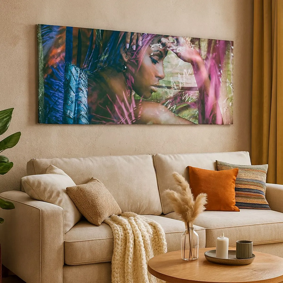 Impression sur toile - Image sur toile - Dame Nature dans la jungle - 100x40 cm