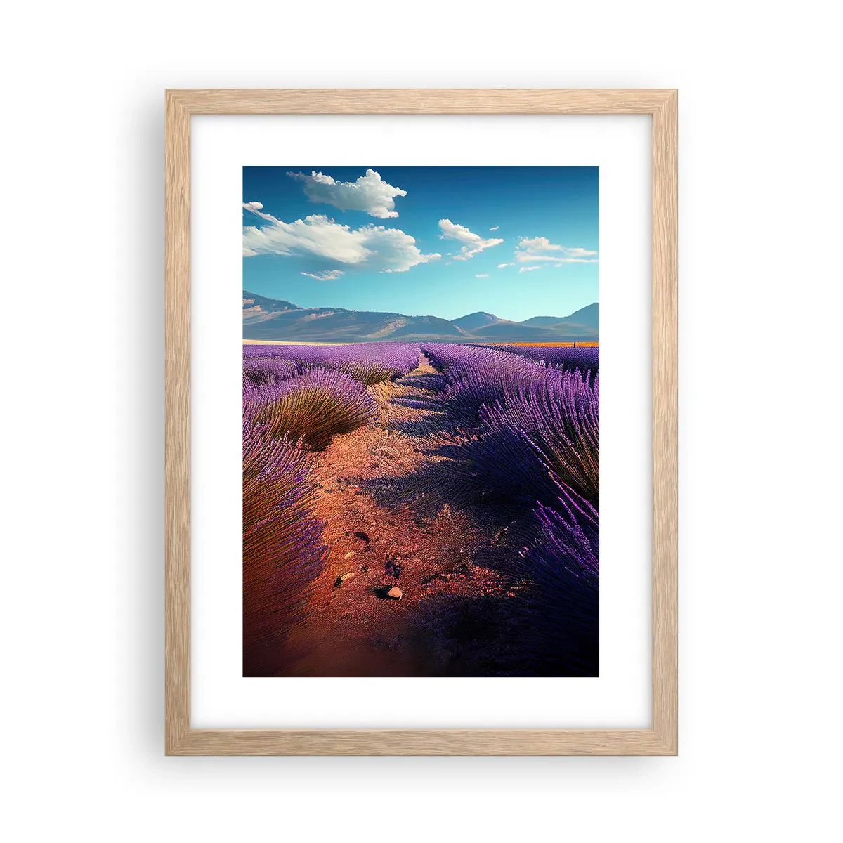 Affiche dans un chêne clair - Poster - Champs parfumés - 30x40 cm