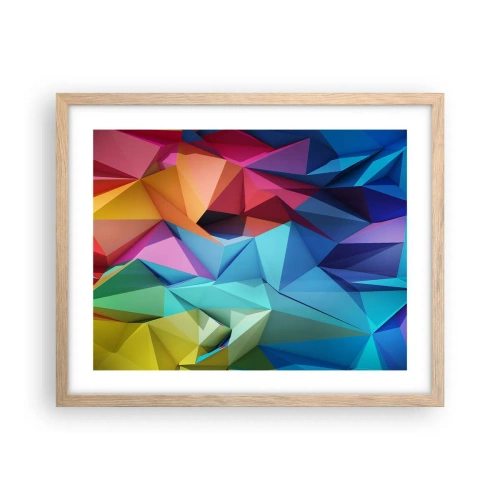 Affiche dans un chêne clair - Poster - Origami arc-en-ciel - 50x40 cm