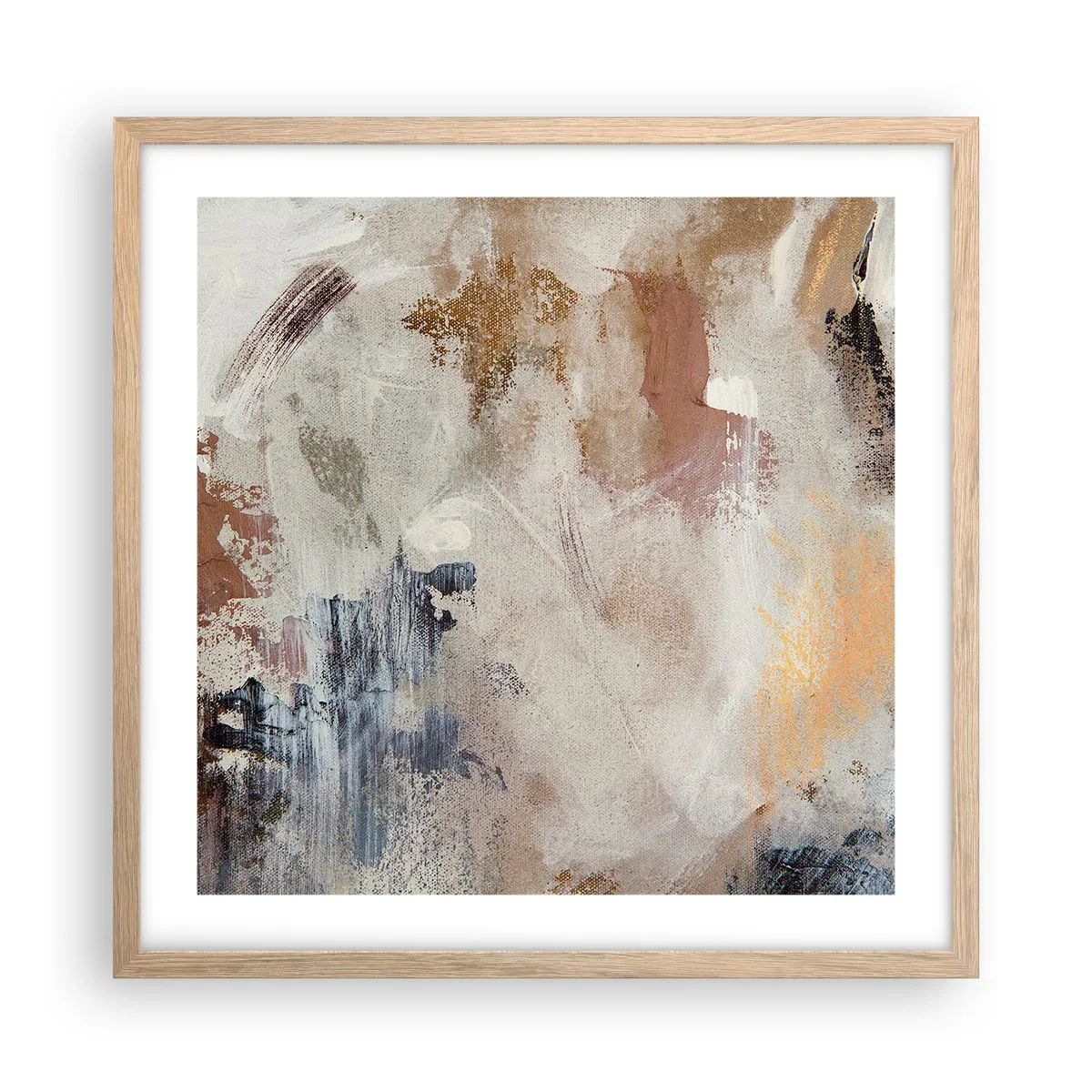 Affiche dans un chêne clair - Poster - Abstraction brumeuse - 50x50 cm