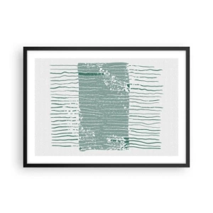 Affiche dans un cadre noir - Poster - Motif géométrique dans les tons vert mer et blanc - 70x50cm - Abstraction de la mer - Décoration murale moderne pour le salon et la chambre ARTTOR