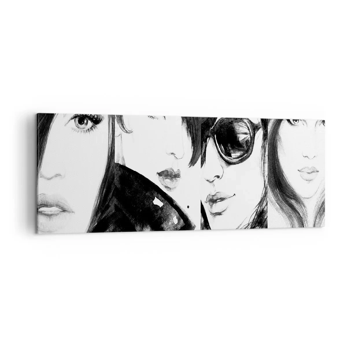 Impression sur toile - Image sur toile - Portraits élégants de femmes aux tons monochromes - 140x50cm - La beauté multipliée - Décoration murale moderne pour le salon et la chambre ARTTOR