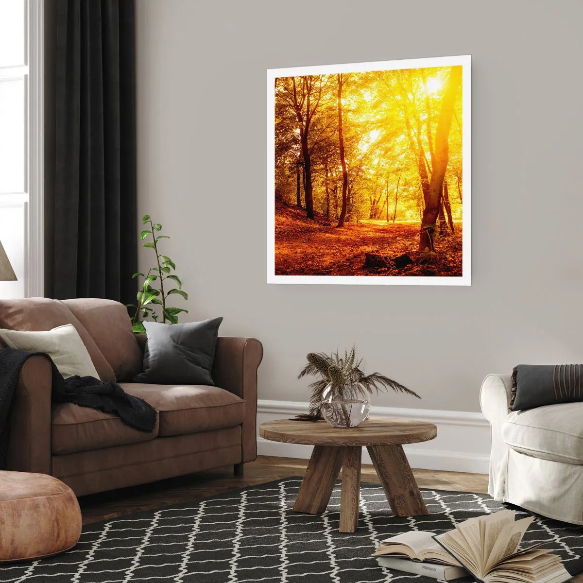 Affiche - Poster - Vers la clairière dorée - 60x60 cm