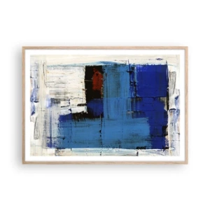 Affiche dans un chêne clair - Poster - Secret de bleu - 100x70 cm