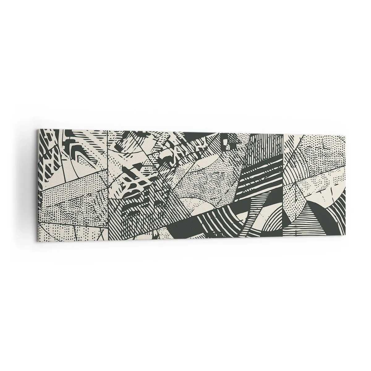 Impression sur toile - Image sur toile - Motifs géométriques abstraits dans des tons de vert sur fond clair - 160x50cm - Dynamique du modernisme - Décoration murale moderne pour le salon et la chambre ARTTOR