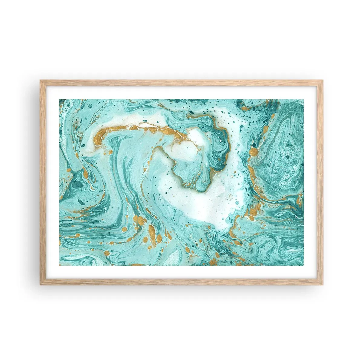 Affiche dans un chêne clair - Poster - Sous la grande vague de l'ère Edo - 70x50 cm