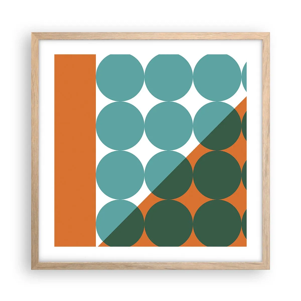 Affiche dans un chêne clair - Poster - En haut et en diagonale - 50x50 cm