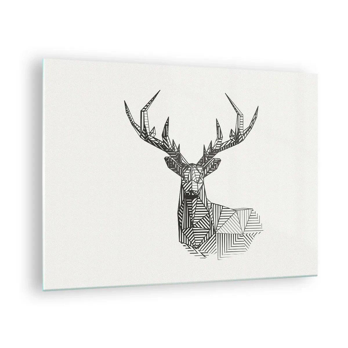 Impression sur verre - Image sur verre - Cerf cubiste composé de formes géométriques sur fond blanc - 70x50cm - Cerf dans un style cubique - Décoration murale moderne pour le salon et la chambre ARTTOR