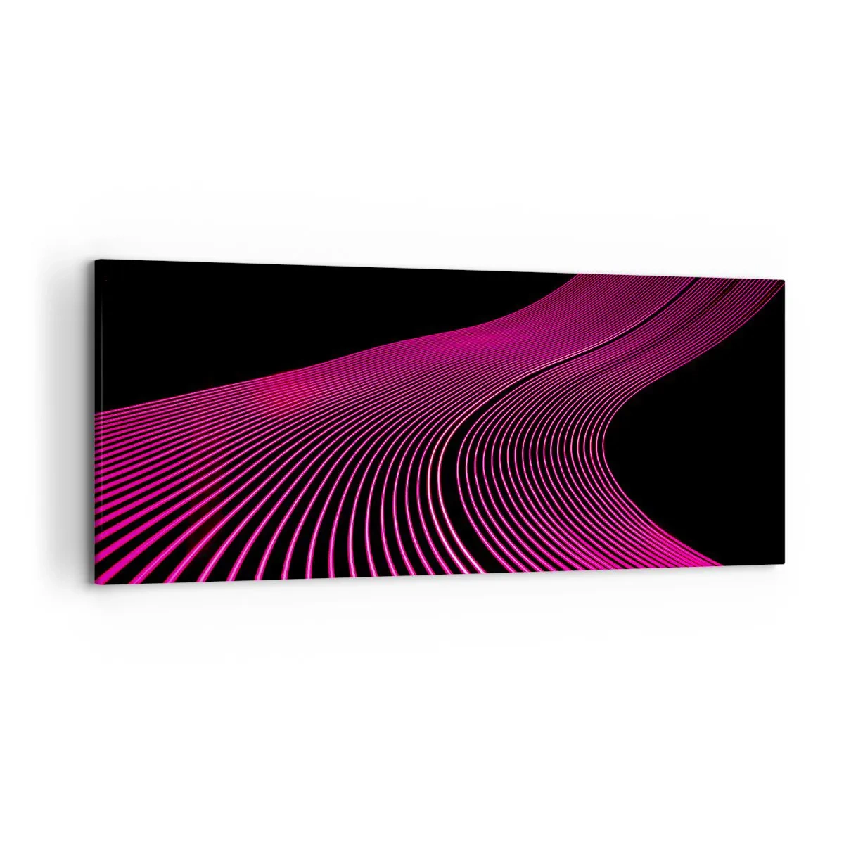 Impression sur toile - Image sur toile - Lignes futuristes dans des tons de rose sur fond noir - 120x50cm - Avenue de lumière - Décoration murale moderne pour le salon et la chambre ARTTOR