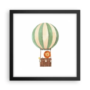 Affiche dans un cadre noir - Poster - Les voyages de Léon - 30x30 cm