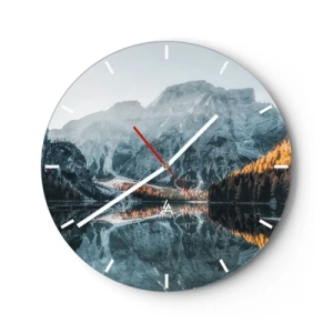 Horloge murale - Pendule murale - Un paysage de montagne se reflétant à la surface d'un lac calme - 30x30cm - Reflet de paysage - Décoration murale moderne pour le salon, la cuisine et la chambre ARTTOR