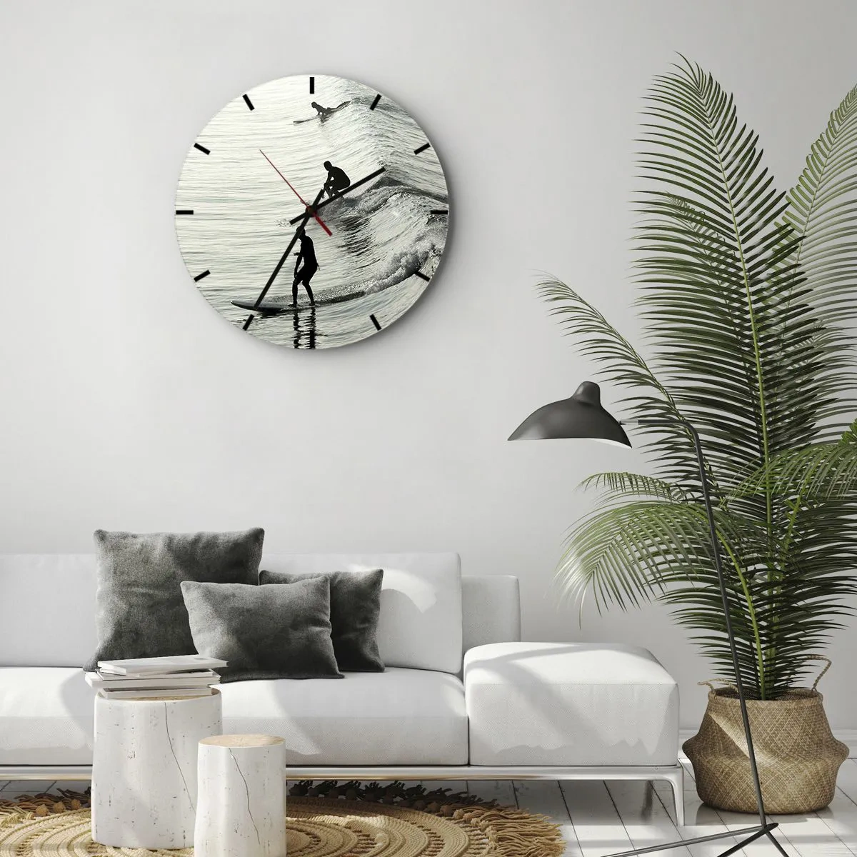 Horloge murale - Pendule murale - A la rencontre de la vague - 40x40 cm