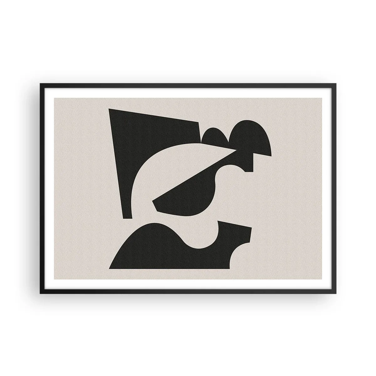 Affiche dans un cadre noir - Poster - Composition géométrique abstraite en noir et blanc - 100x70cm - À monter soi-même - Décoration murale moderne pour le salon et la chambre ARTTOR