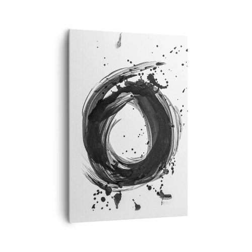 Impression sur toile - Image sur toile - Abstraction noire en forme de cercle sur fond blanc - 70x100cm - Le tourbillon de la création - Décoration murale moderne pour le salon et la chambre ARTTOR