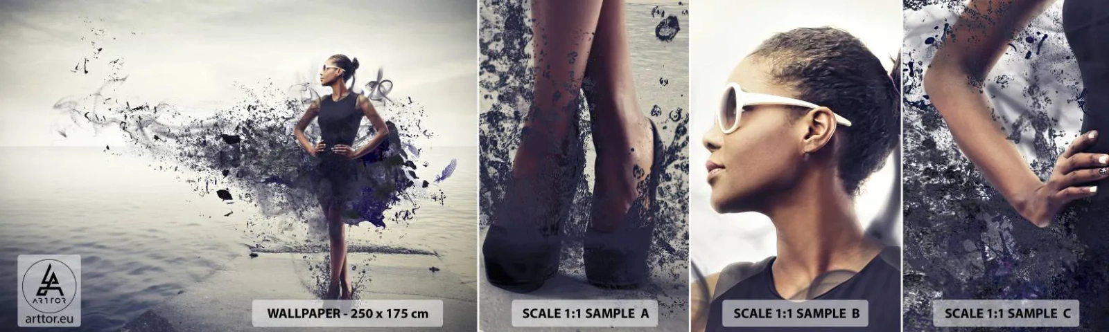 Échantillon de Papier Peint Autocollant Deluxe Sticker - Vénus africaine - Femme, Abstraction, Modèle - 100x30 cm