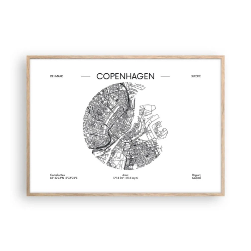 Affiche dans un chêne clair - Poster - Anatomie de Copenhague - 100x70 cm