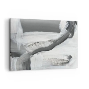 Impression sur toile - Image sur toile - Abstraction grise et blanche avec des lignes dynamiques - 120x80cm - Un geste décisif - Décoration murale moderne pour le salon et la chambre ARTTOR