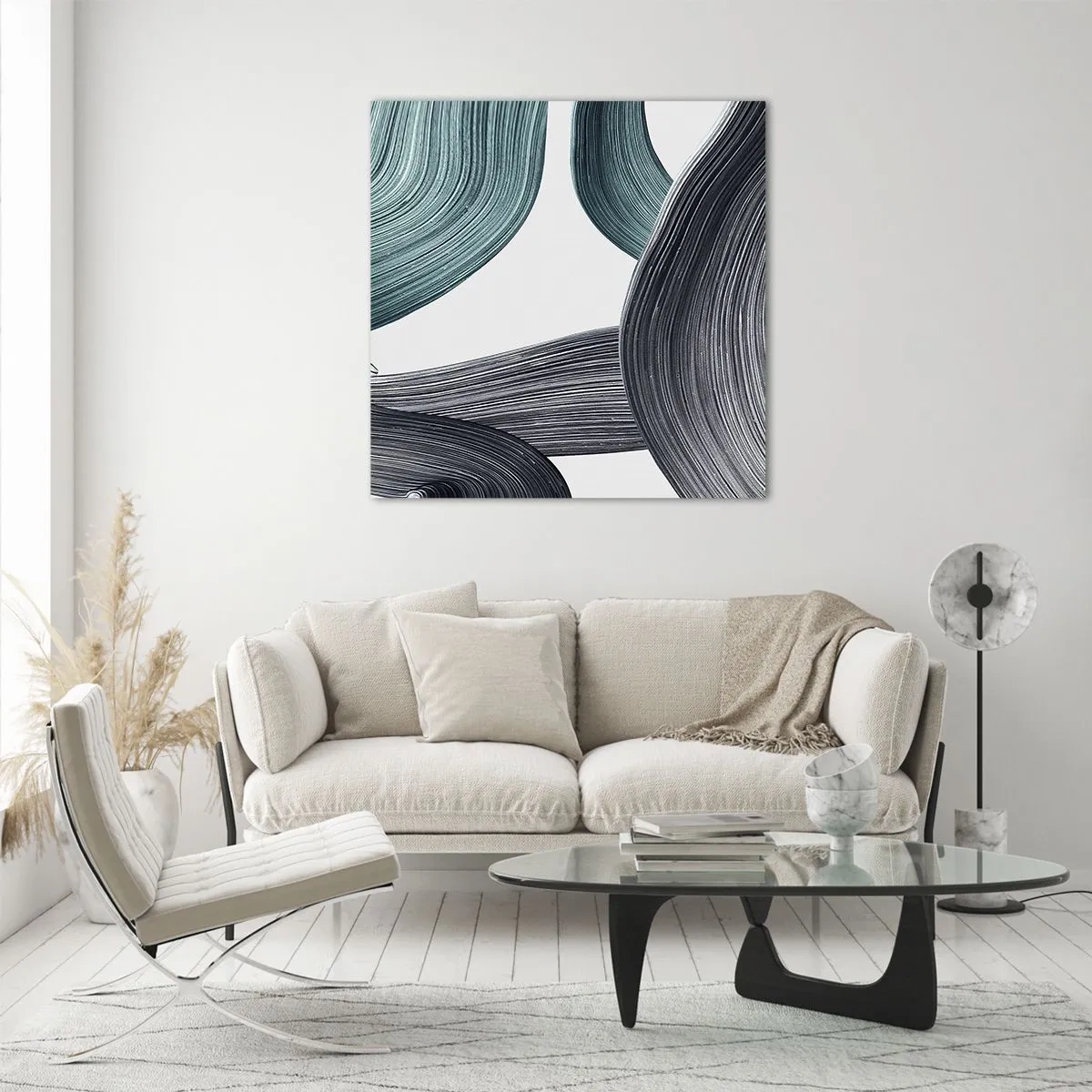 Impression sur verre - Image sur verre - Sentiers émeraude et noirs - 70x70 cm