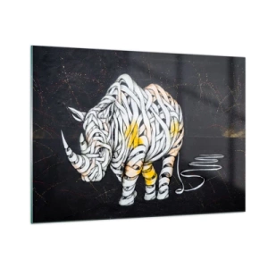Impression sur verre - Image sur verre - Dessin abstrait d'un rhinocéros en forme de rayures - 100x70cm - La peau épaisse est un mythe - Décoration murale moderne pour le salon et la chambre ARTTOR