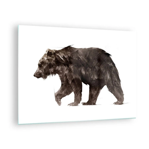 Impression sur verre - Image sur verre - Une représentation artistique d'un ours brun dans des tons de brun et de noir. - 70x50cm - Je porte toujours de la vraie fourrure ! - Décoration murale moderne pour le salon et la chambre ARTTOR