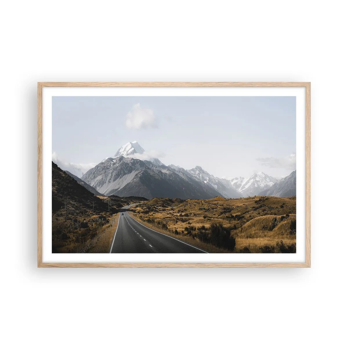 Affiche dans un chêne clair - Poster - Chemin vers le coeur de la montagne - 91x61 cm