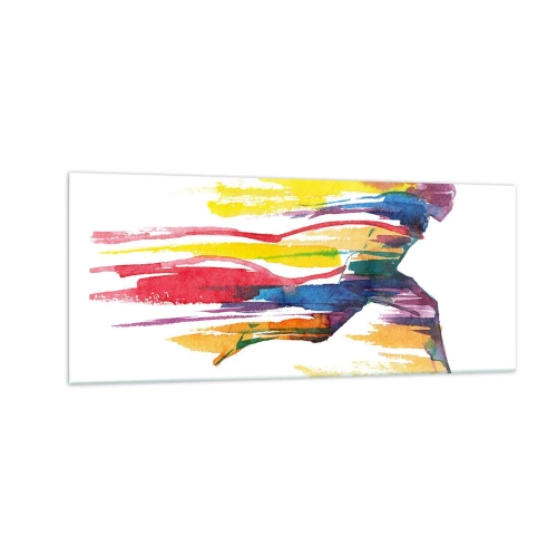 Impression sur verre - Image sur verre - Courir à travers l'arc-en-ciel - 100x40 cm