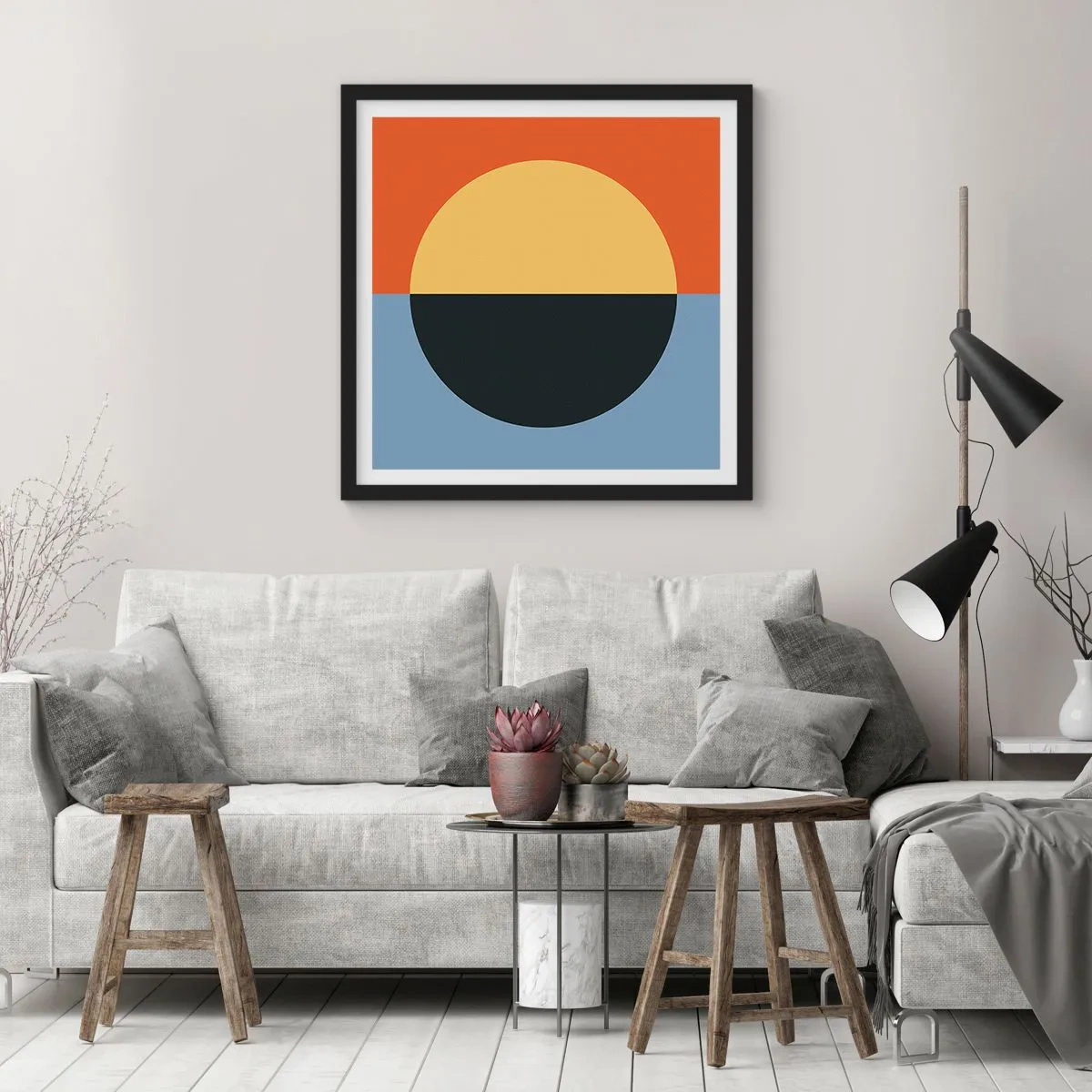Affiche dans un cadre noir - Poster - Composition de chaleur et de fraîcheur - 40x40 cm