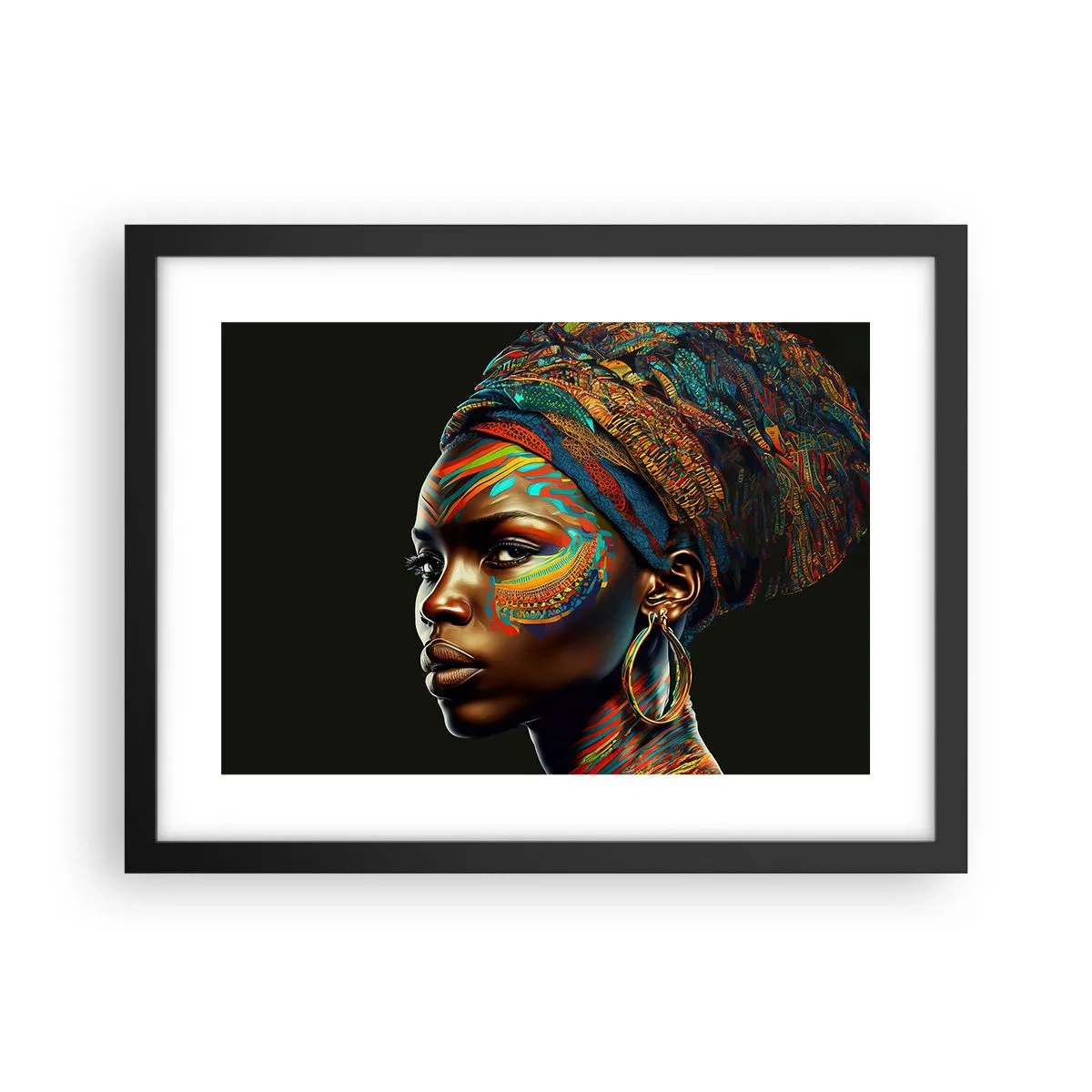 Affiche dans un cadre noir - Poster - reine africaine - 40x30 cm