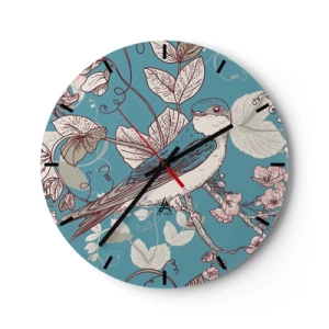 Horloge murale - Pendule murale - Dans le bois blanc du rouge et de l'argent - 40x40 cm