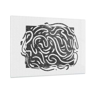 Impression sur verre - Image sur verre - Lignes et points abstraits dynamiques créant une forme énergique - 100x70cm - Abstraction : la danse de la joie - Décoration murale moderne pour le salon et la chambre ARTTOR