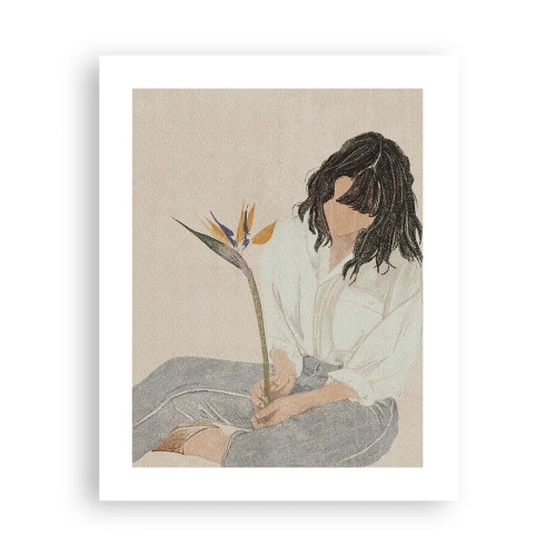 Affiche - Poster - Portrait avec une fleur exotique - 40x50 cm