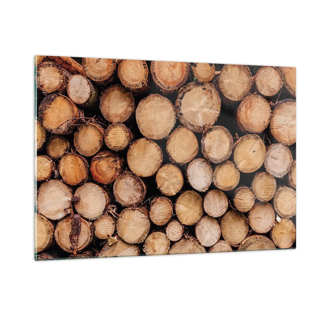 Impression sur verre - Image sur verre - Troncs d'arbres disposés verticalement avec des cernes de croissance visibles - 120x80cm - Nouveau commencement - Décoration murale moderne pour le salon et la chambre ARTTOR