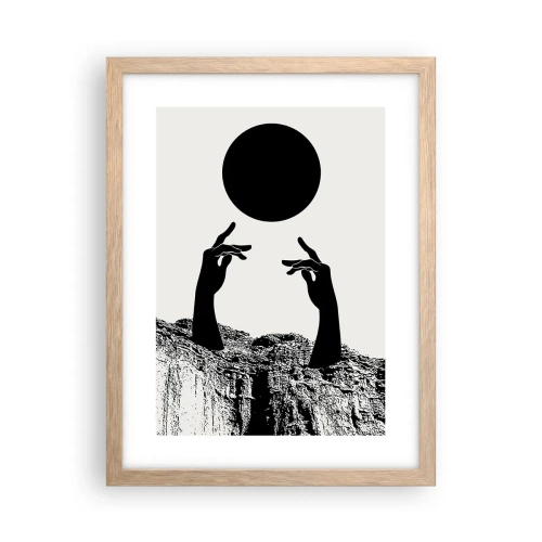 Affiche dans un chêne clair - Poster - Composition surréaliste : le soleil et le reste - 30x40 cm