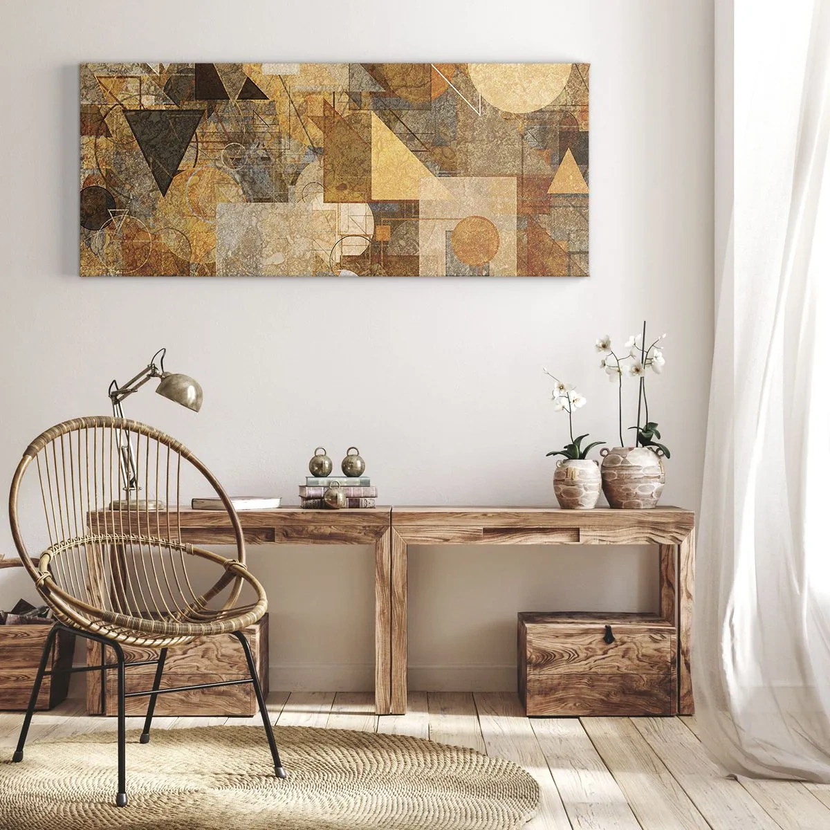 Impression sur toile - Image sur toile - Étude cubique de marron - 100x40 cm