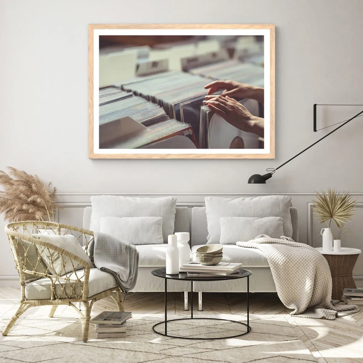 Affiche dans un chêne clair - Poster - A la recherche d'émotions - 100x70 cm