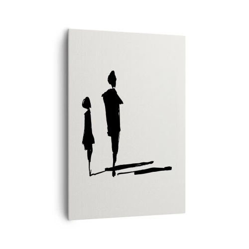 Impression sur toile - Image sur toile - Silhouettes de deux personnes en noir sur fond clair - 70x100cm - Êtes-vous sûr qu'ils sont ensemble ? - Décoration murale moderne pour le salon et la chambre ARTTOR